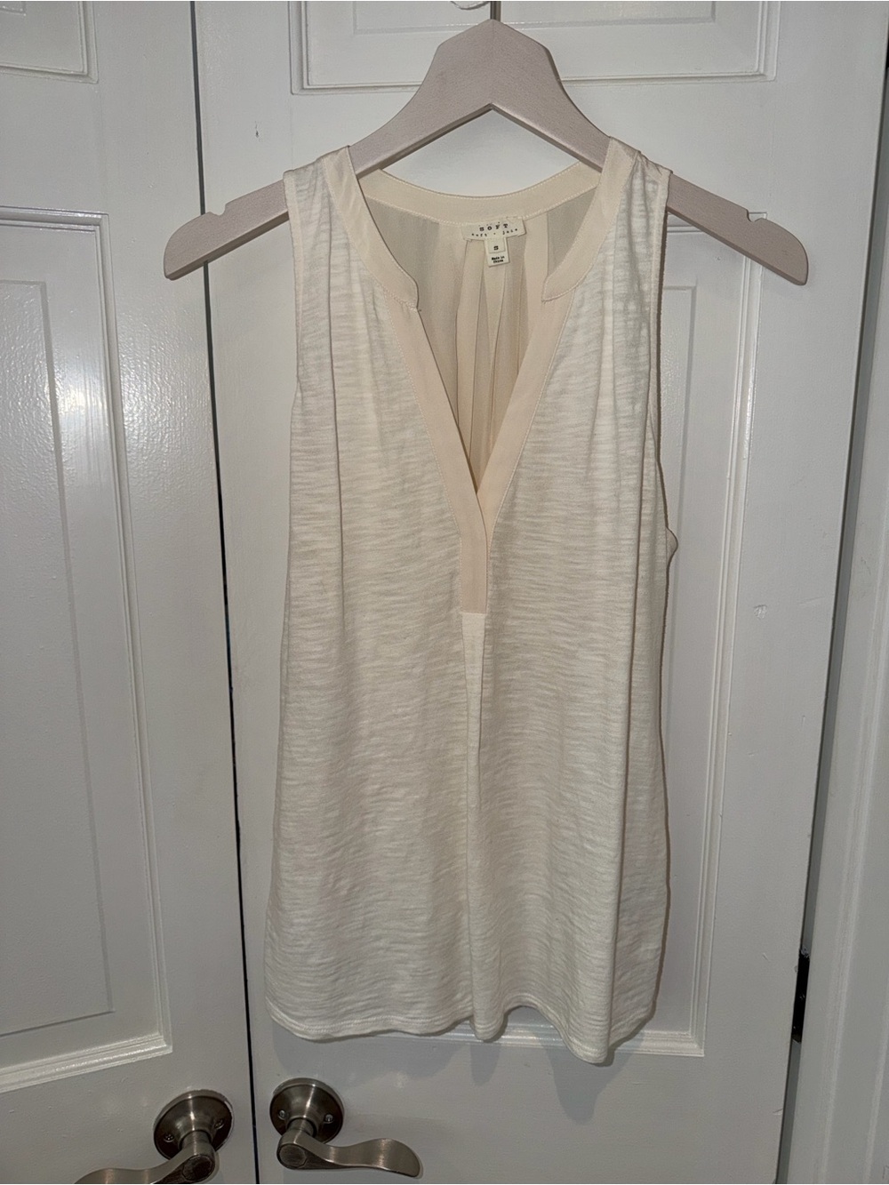 Soft Joie Cream Sleeveless V-Neck Blouse
